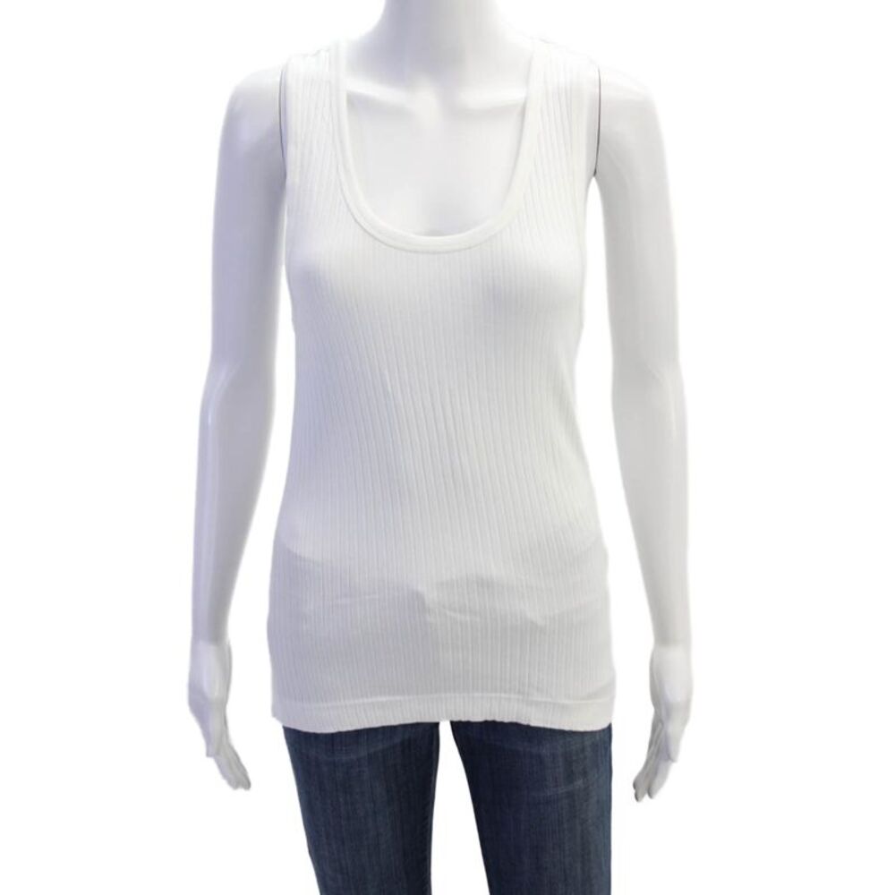 Dries Van Noten Womens Cotton Blend V-Neck Tank Top White Size M